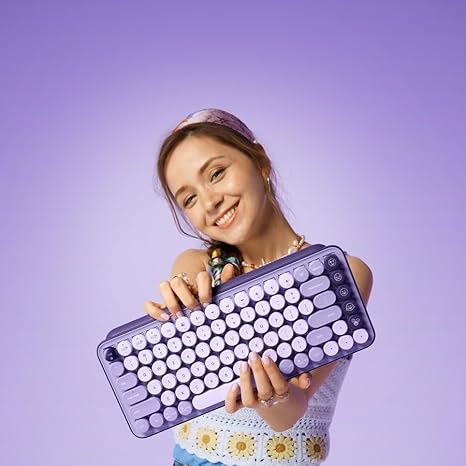 Logitech POP Keys Mechanical Wireless Keyboard with Customizable Emoji Keys, Durable Compact Design, Bluetooth or USB Connectivity, Multi-Device, OS Compatible - Cosmos